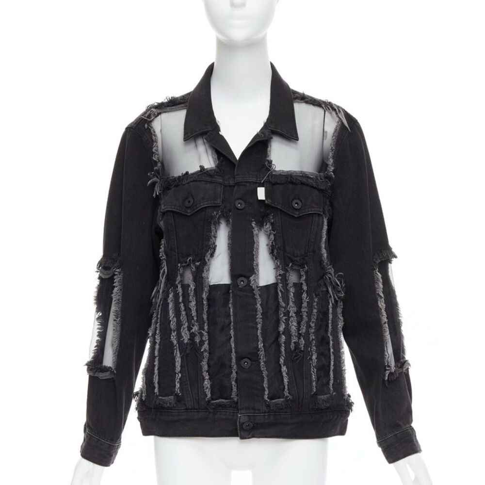 Off White Denim Mesh Panel Jacket
